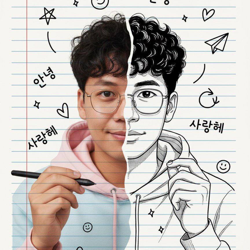 Half Photo Half Pencil Sketch Portrait from Your Selfie example 1