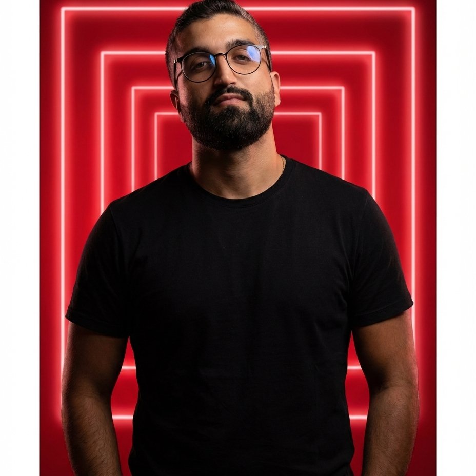 Vibrant Red Studio Portrait from Your Selfie example 2