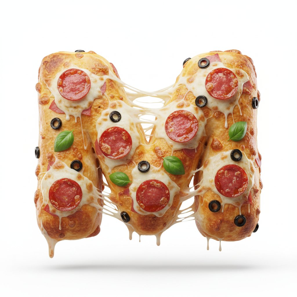 Pizza Alphabet — 3D Cheesy Letter Typography example 2