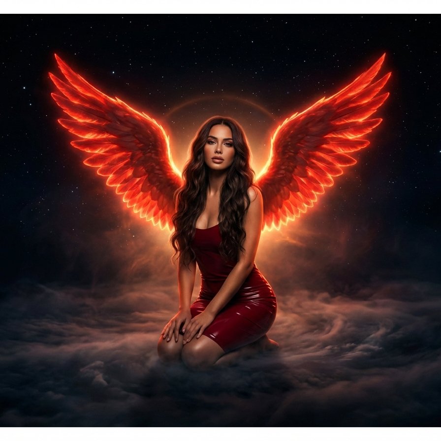 Red Fiery Wings — Ethereal 8K Portrait with Your Face as Reference example 5