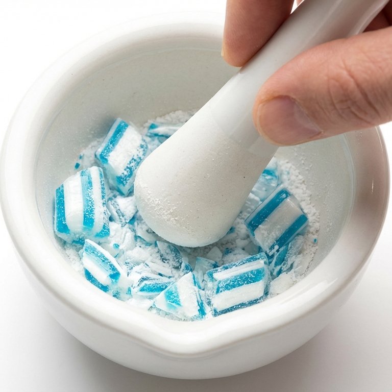 ASMR Candy Crush — Satisfying Mortar & Pestle Video Prompt for VEO3 example 3