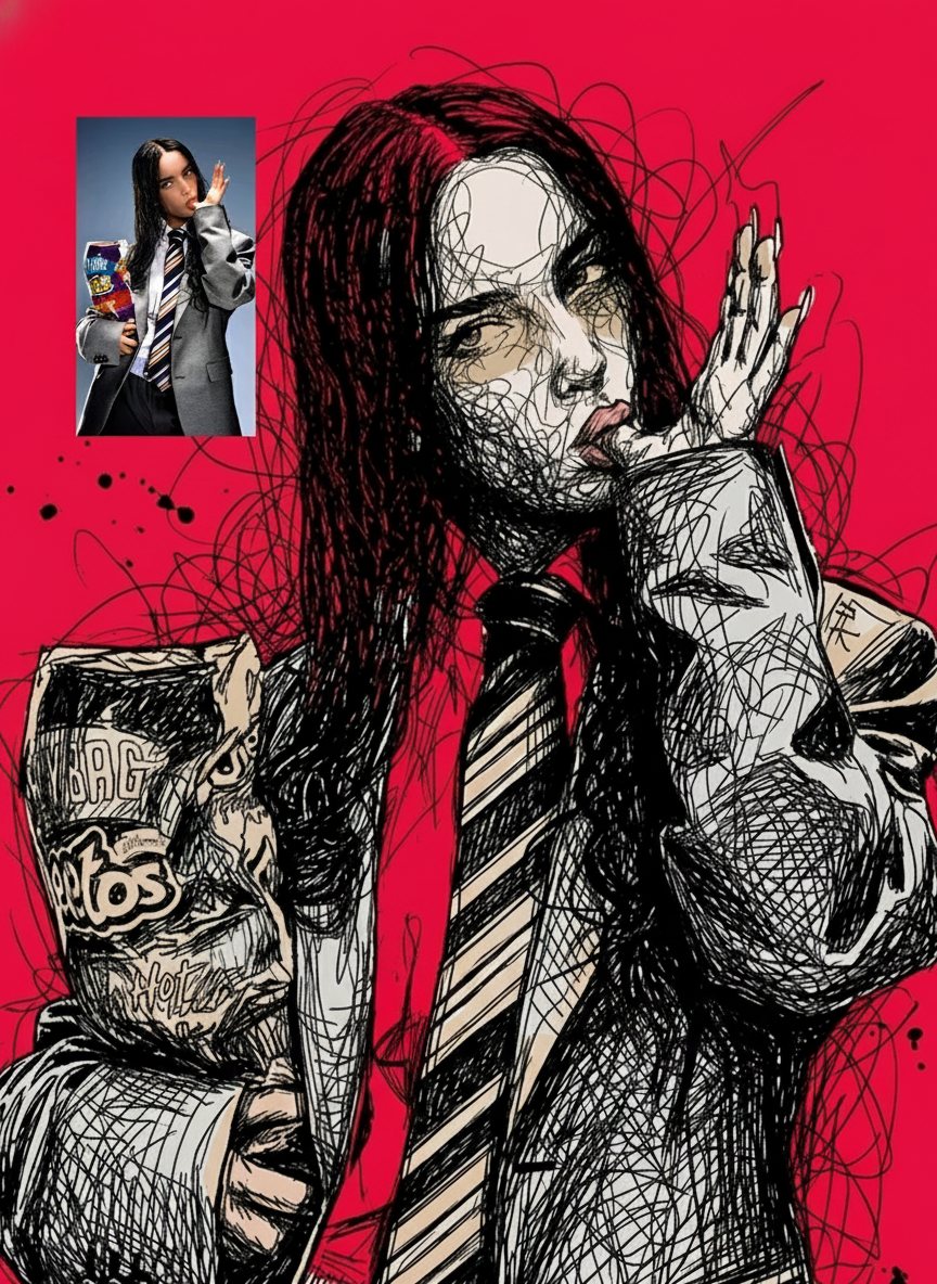 Chaotic Ink Scribble Poster — Raw Energy Portrait example 2