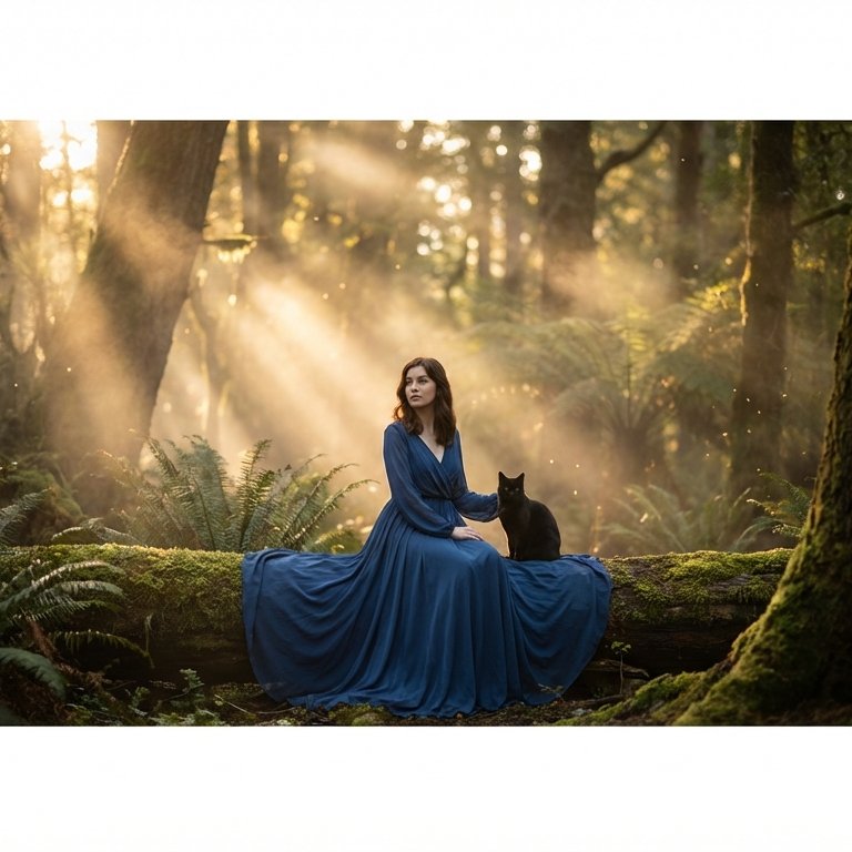 Dawn in the Magic Forest — Cinematic Golden Hour Portrait with Your Cat example 5