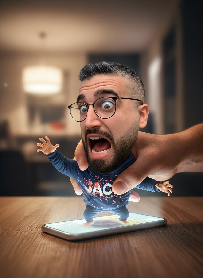 Pulled Out of Reality — Caricature Phone Escape example 1
