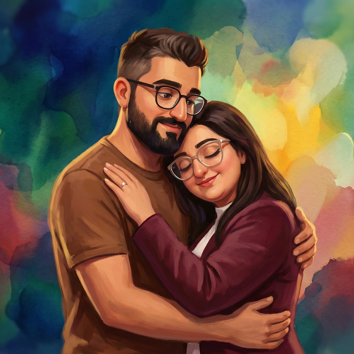 Painterly 3D Cartoon Slow Dance — Watercolor Brushstroke Romantic Scene example 2