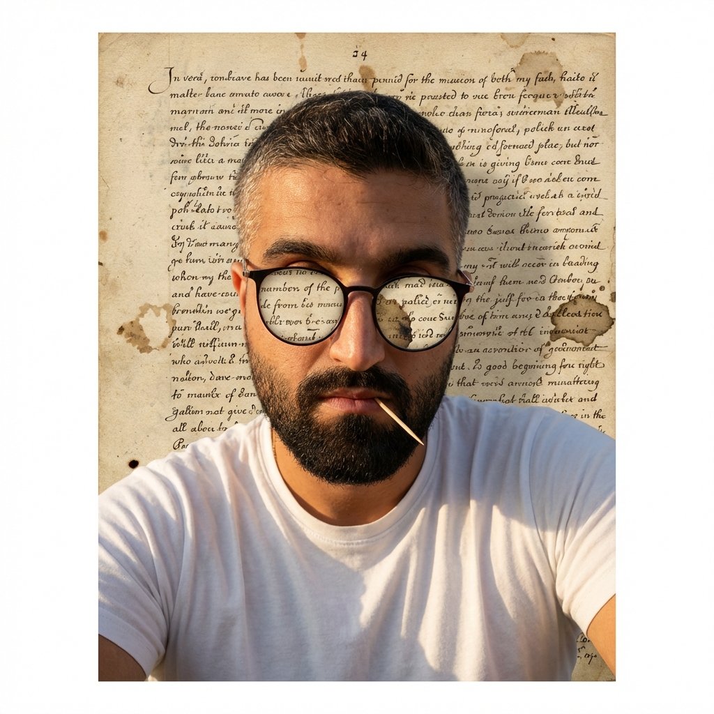 Surreal Sunglasses Cut-Out Portrait — Textured Editorial Photo Prompt example 3