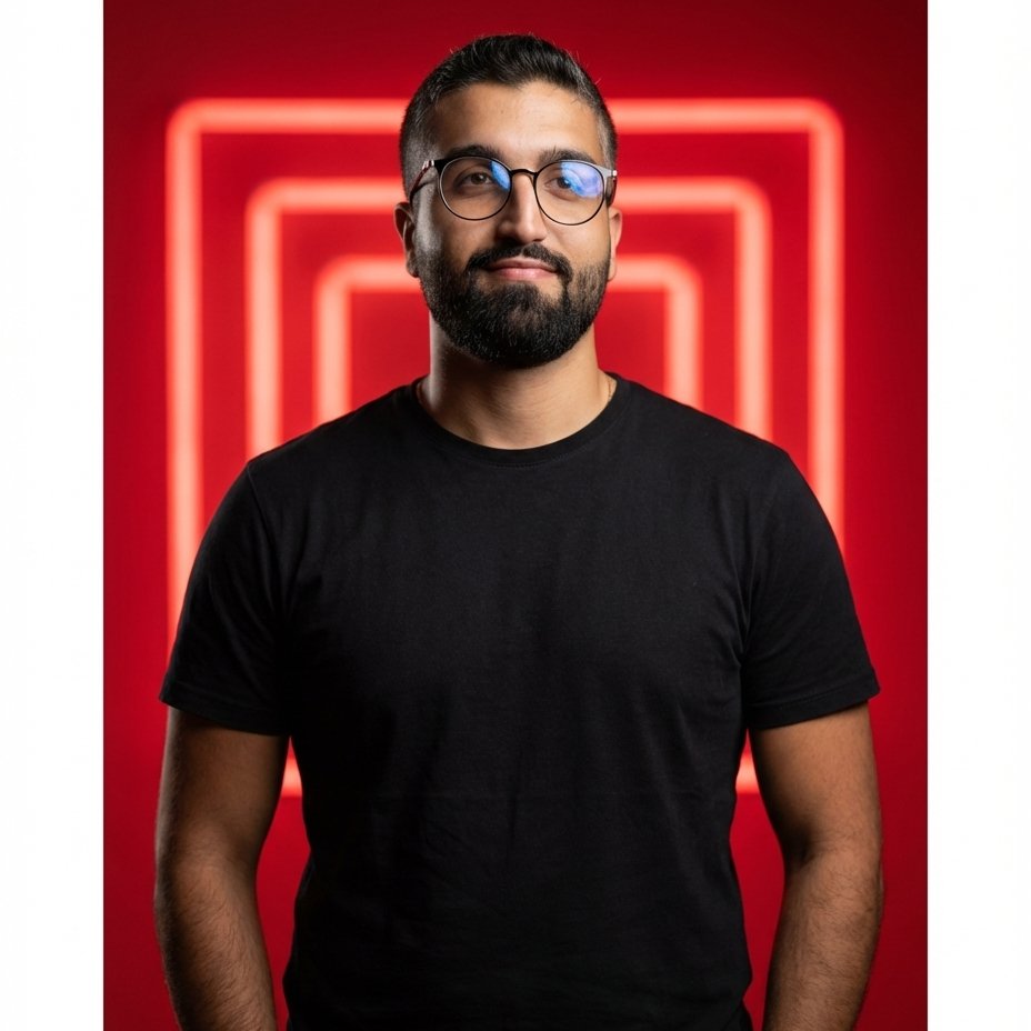 Vibrant Red Studio Portrait from Your Selfie example 1